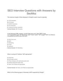 Seo Test Questions Answers Doc