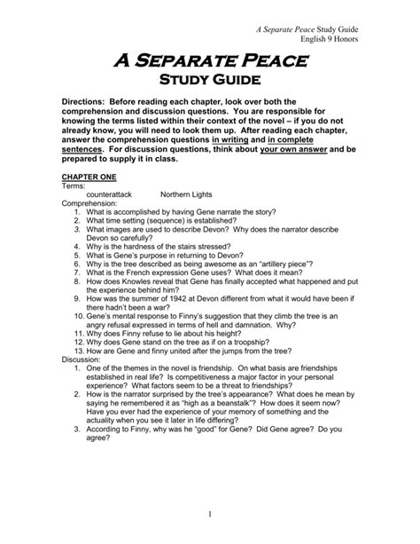 Separate Peace Study Guide Questions Answer Key Epub