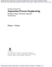 Separation Process Engineering Wankat 3rd Edition Solutions Manual Ebook PDF