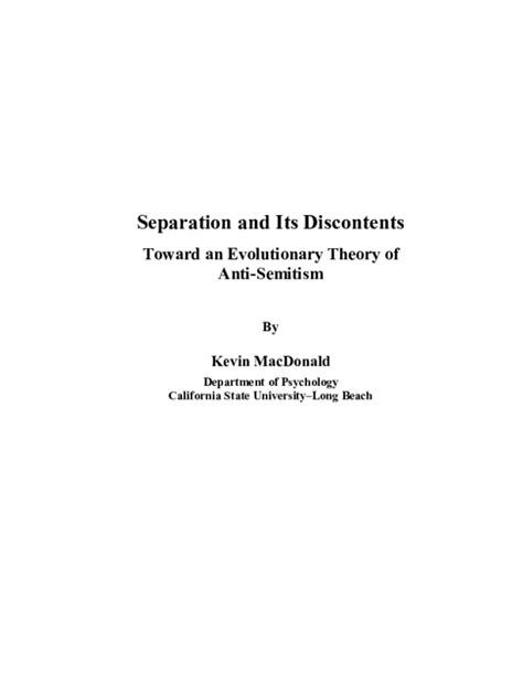 Separation and Its Discontents Toward an Evolutionary Theory of Anti-Semitism Epub