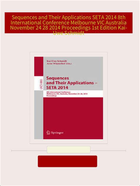 Sequences and their Applications Proceedings of SETA 01 1st Edition, Reprint Epub