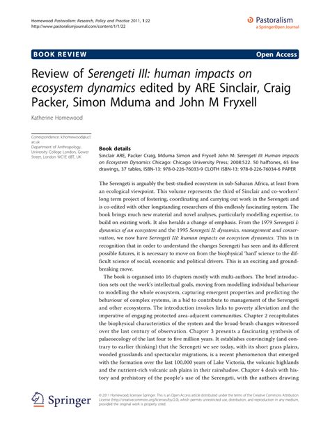 Serengeti III: Human Impacts on Ecosystem Dynamics Reader