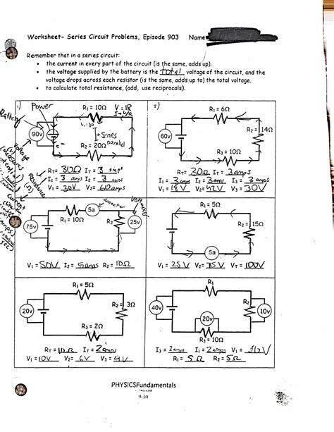 Series Circuits Answer Sheet PDF