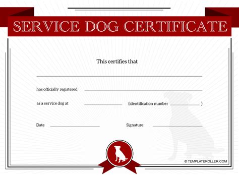 Service Dog Certificate Template