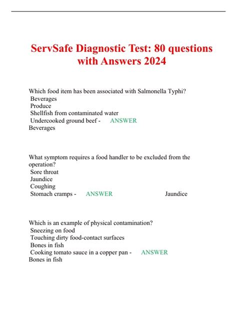 Servsafe Diagnostic Test With Answers 2014 Ebook Kindle Editon