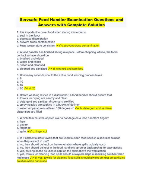 Servsafe Test 2013 Questions And Answers Doc