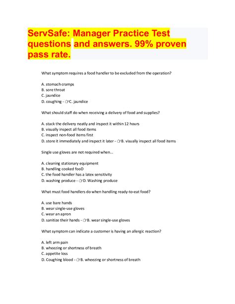 Servsafe Test 2013 Questions And Answers Doc