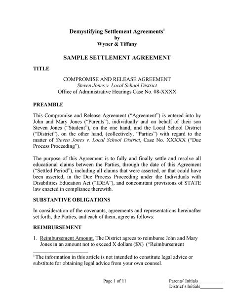 Settlement Agreement: