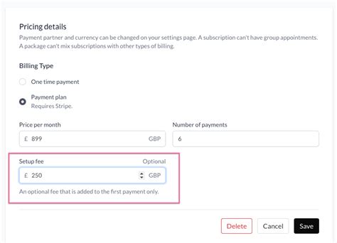 Setup fees: