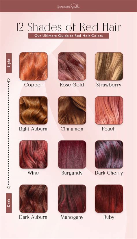 Shades Of Red Hair Colour Chart