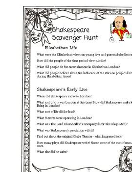 Shakespeare Scavenger Hunt Sheet Answers Reader