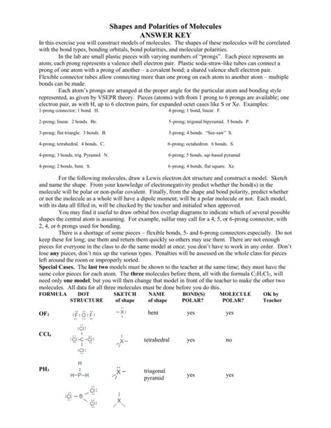 Shapes Of Molecules Answer Key Doc