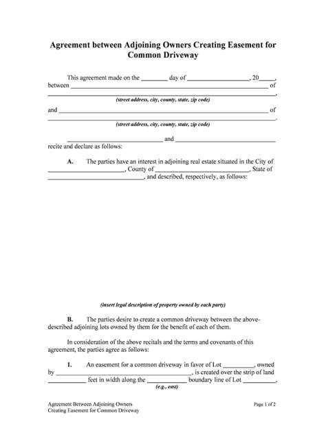 Shared Driveway Agreement Template