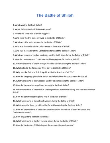 Shiloh Test Questions And Answers Reader