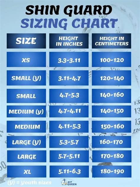 Shin Pads Size Chart