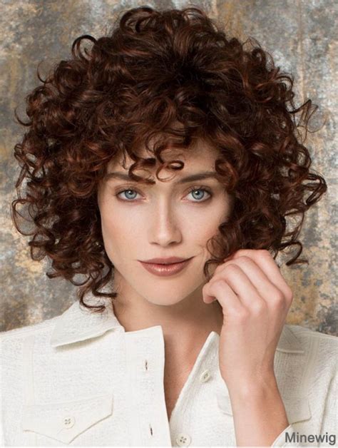 Shining Auburn Curly Chin Length Lace Wigs