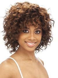 Shining Brown Curly Chin Length African American Wigs