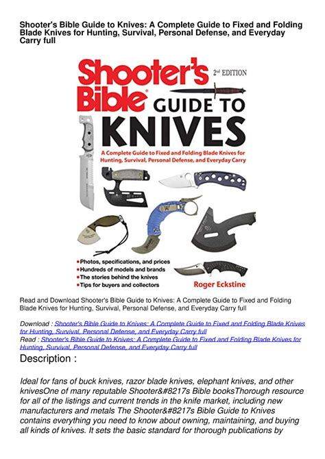 Shooter's Bible Guide To Knives A Complete Guide To Hunting Knives, Sur PDF