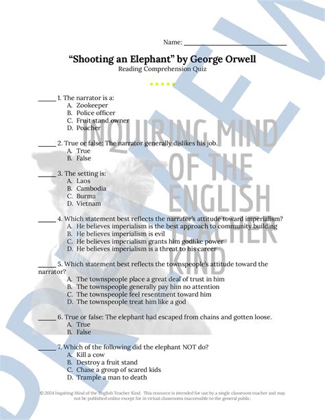 Shooting An Elephant Quiz Answers PDF