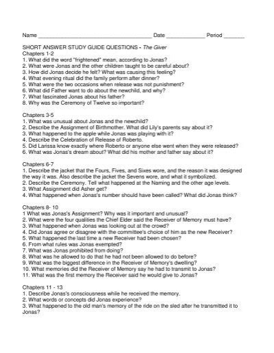 Short Answer Study Guide Questions Kindle Editon