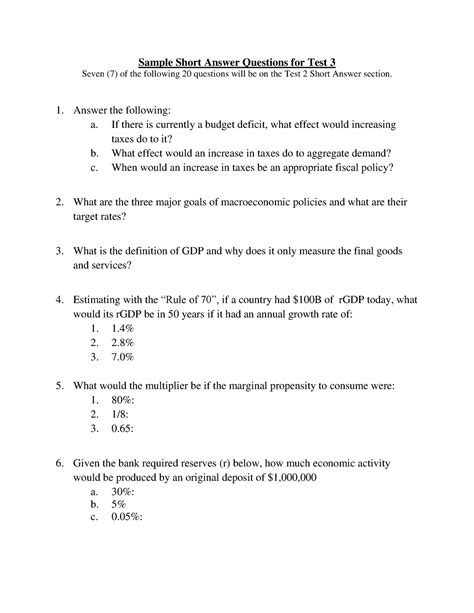 Short Answer Test Examples Kindle Editon