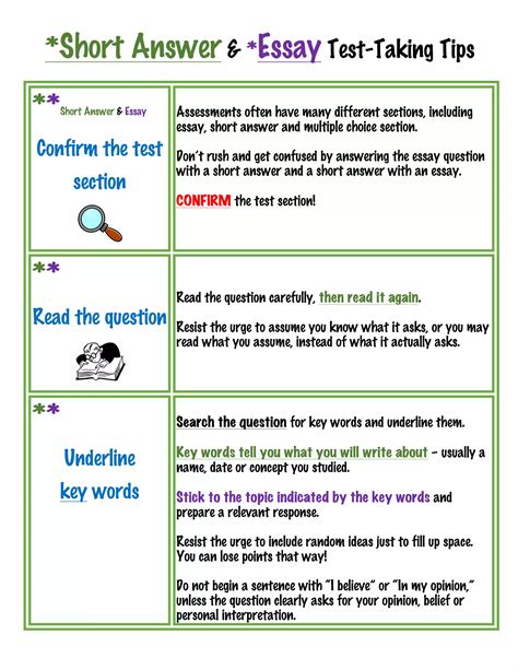 Short Answer Test Taking Tips Doc