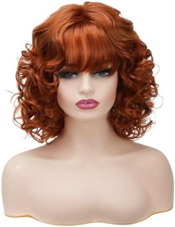 Short Auburn Curly Synthetic Wigs