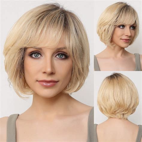 Short Blonde Pixie Wig Wavy 6" Bobs Wigs