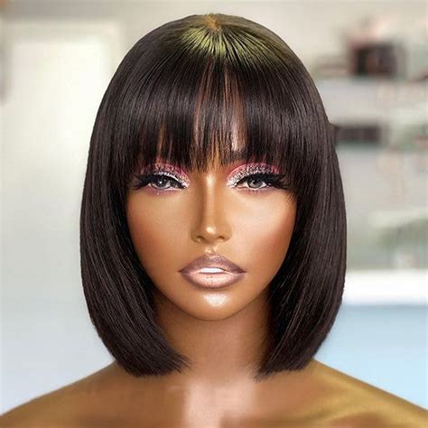 Short Bob Wigs Human Hair White 6" Monofilament Wigs