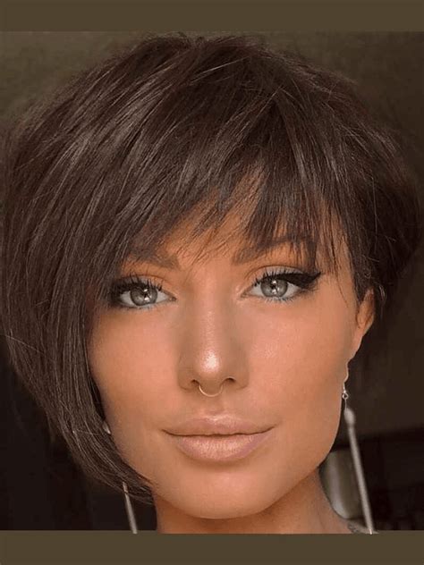 Short Brown Hair Wig Monofilament 6