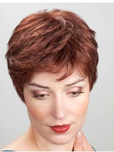 Short Copper 8" Straight Synthetic Monofilament Heat Resistant Wigs