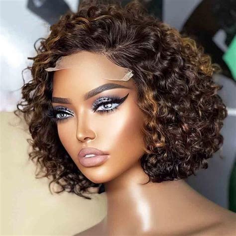 Short Curly 8" Bob Wig Human Hair: Monofilament VS Lace