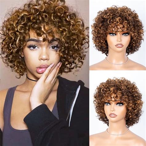 Short Curly Wig Styles 10" Curly With Bangs Wigs