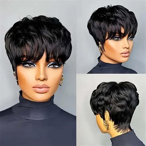 Short Curly Wigs For Older Ladies Black 6" Layered Wigs