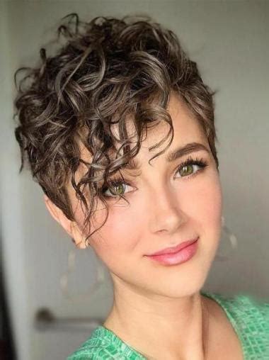 Short Curly Wigs With Bangs 4" Monofilament Brown Wigs