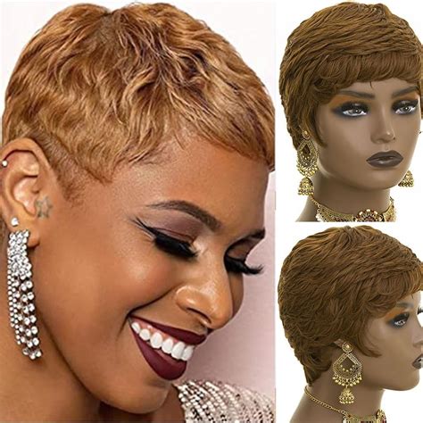 Short Cut Wigs Synthetic Wavy Layered Wigs