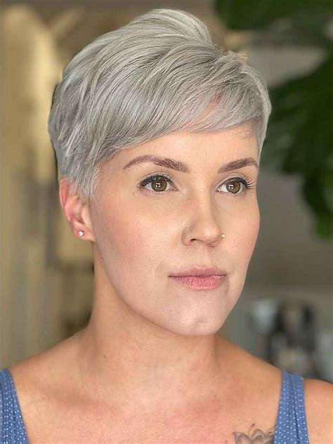 Short Grey Hair Wigs Synthetic Straight Boycuts Wigs