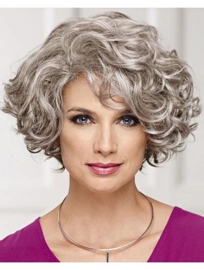 Short Grey Hairstyles Curly Bobs 8" Synthetic Wigs