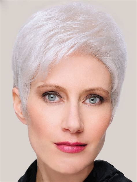 Short Grey Wigs For Older Ladies Monofilament Synthetic Wigs