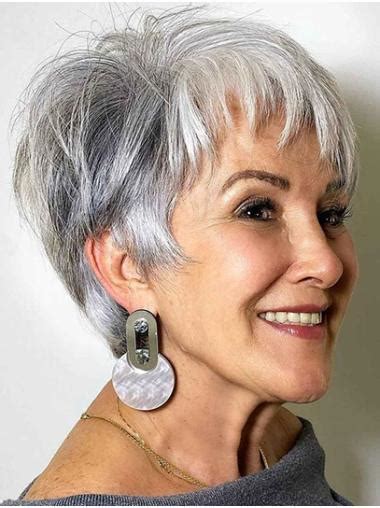 Short Monofilament 6" Grey Bob Cut Wigs