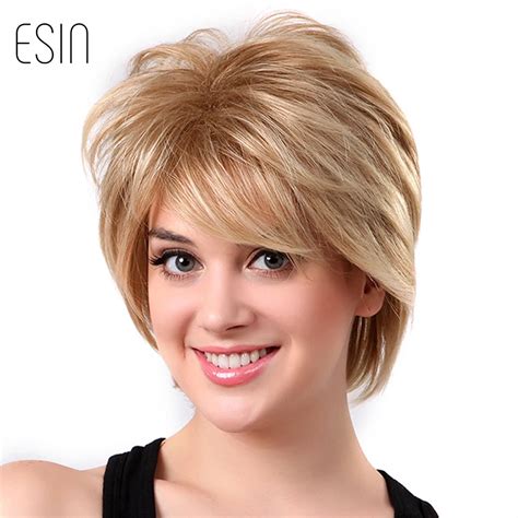 Short Pixie Wigs Blonde Wig Pixie Cut Natural Wavy Synthetic Hair Wig