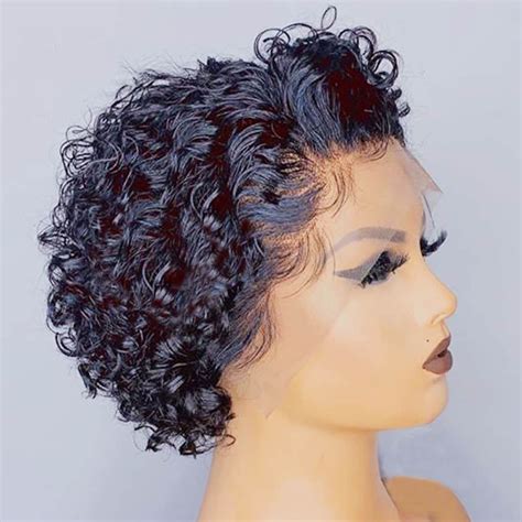 Short Pixie Wigs For Black Hair 6" Wavy Monofilament Wigs