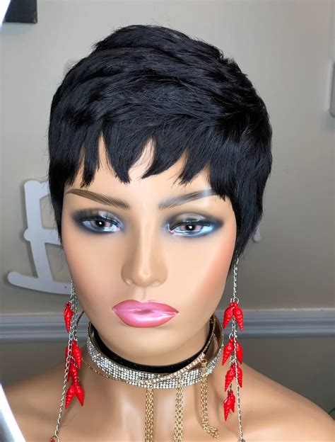 Short Pixie Wigs Human Hair Ombre/2 Tone 6" Wigs