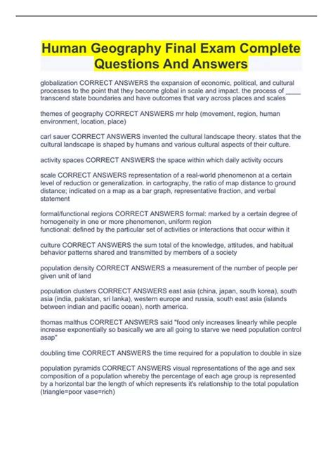 Short Question And Answer Human Geography Doc