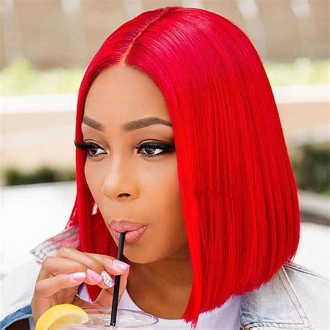 Short Red Straight Lace Front Human Wigs