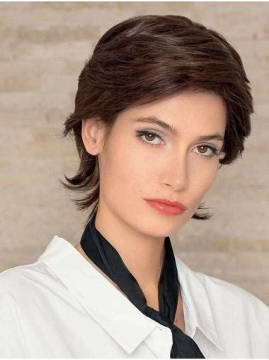 Short Straight Monofilament Boycuts Sleek Human Hair Wigs