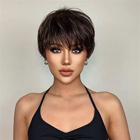 Short Synthetic Wigs VS Short Trendy Hairstyles: Mini Bangs Wig, Short Brown Wigs For Women 2025