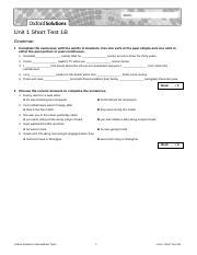 Short Test 1b Unit 1 Answer Key Doc