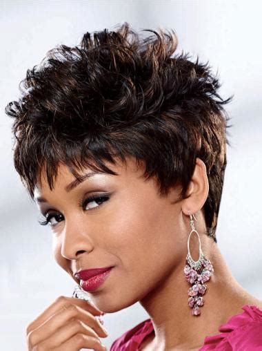 Short Wigs For African American Synthetic Boycuts Brown Wigs