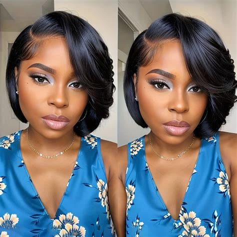 Short Wigs For Black Women Straight Bobs Wigs Lace Front Synthetic Wigs